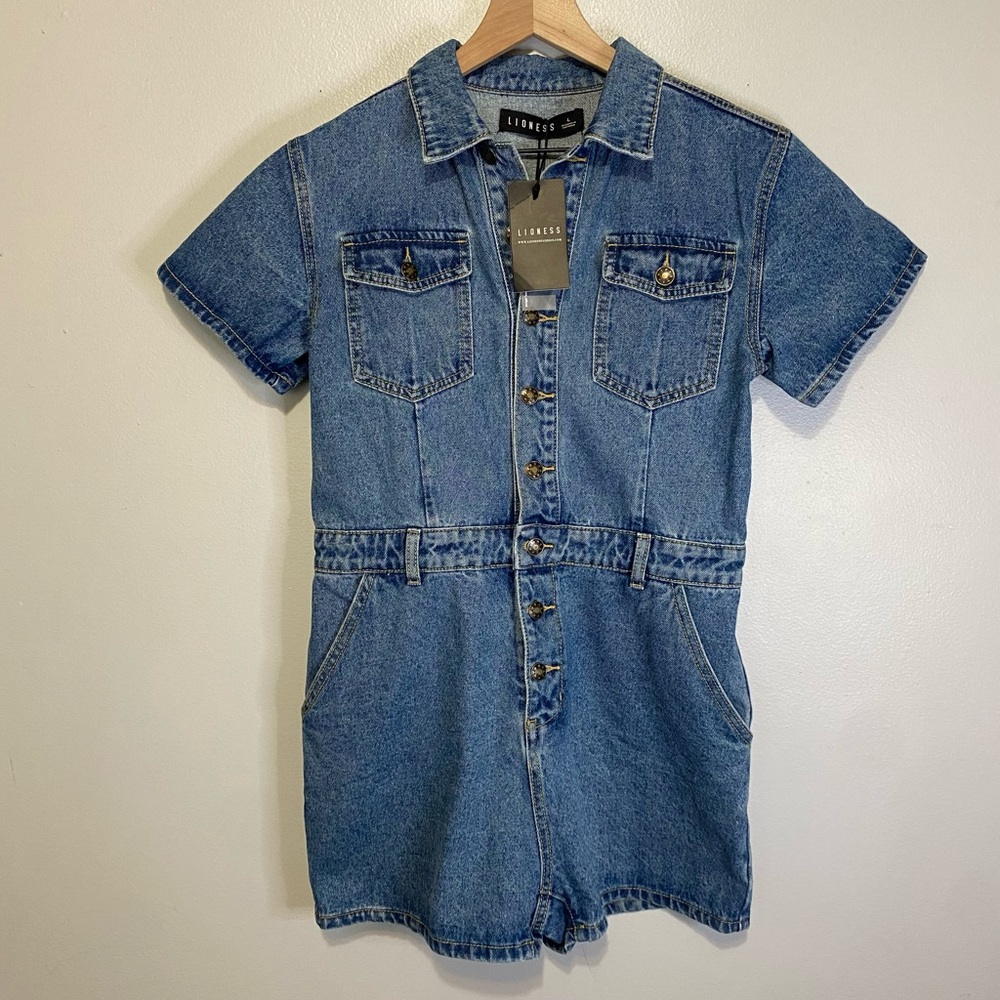 LIONESS Women's Denim U Know Whats Up Playsuit